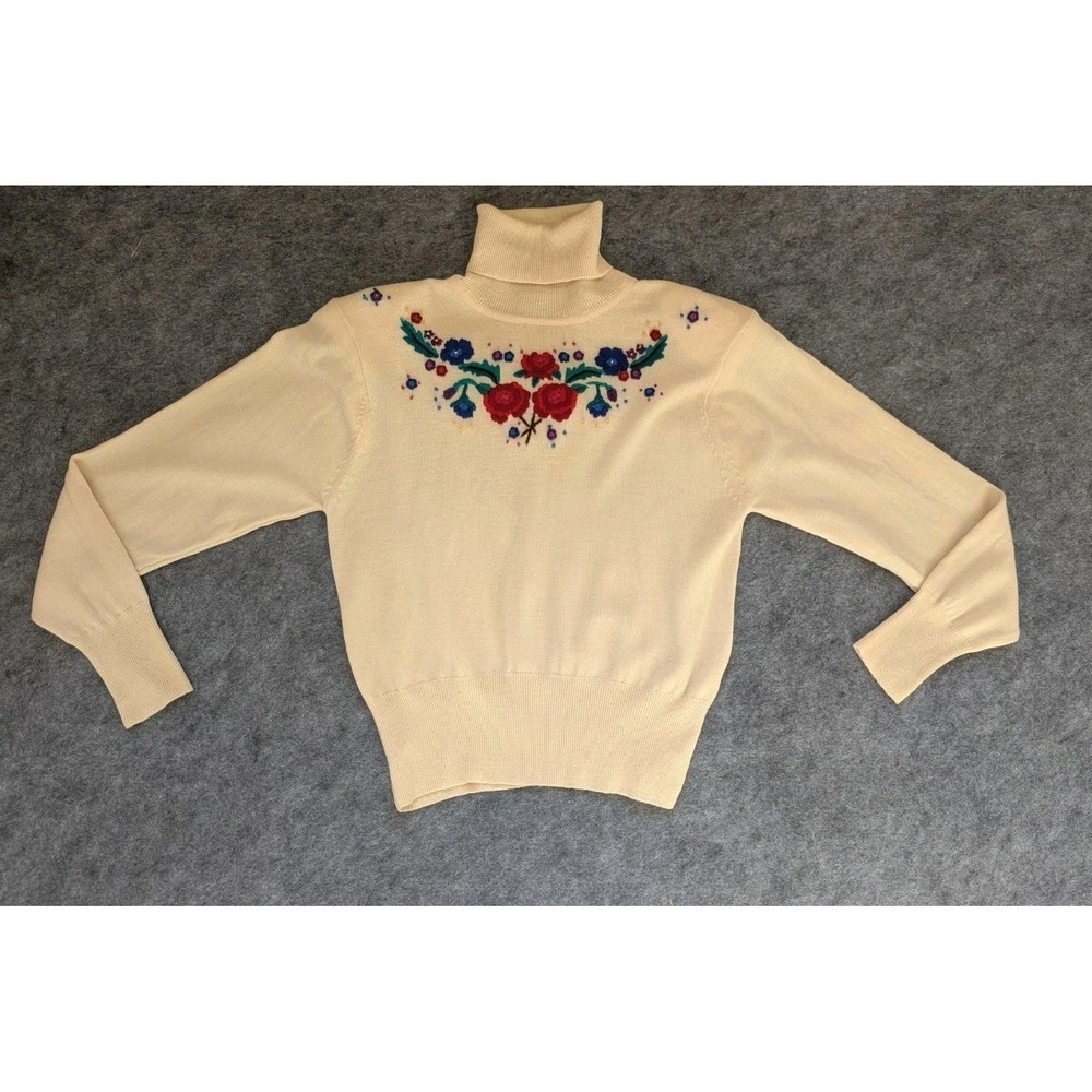 Vintage 80's S.S.G. by Catharine Lover Wool Sweater Sz M Cream